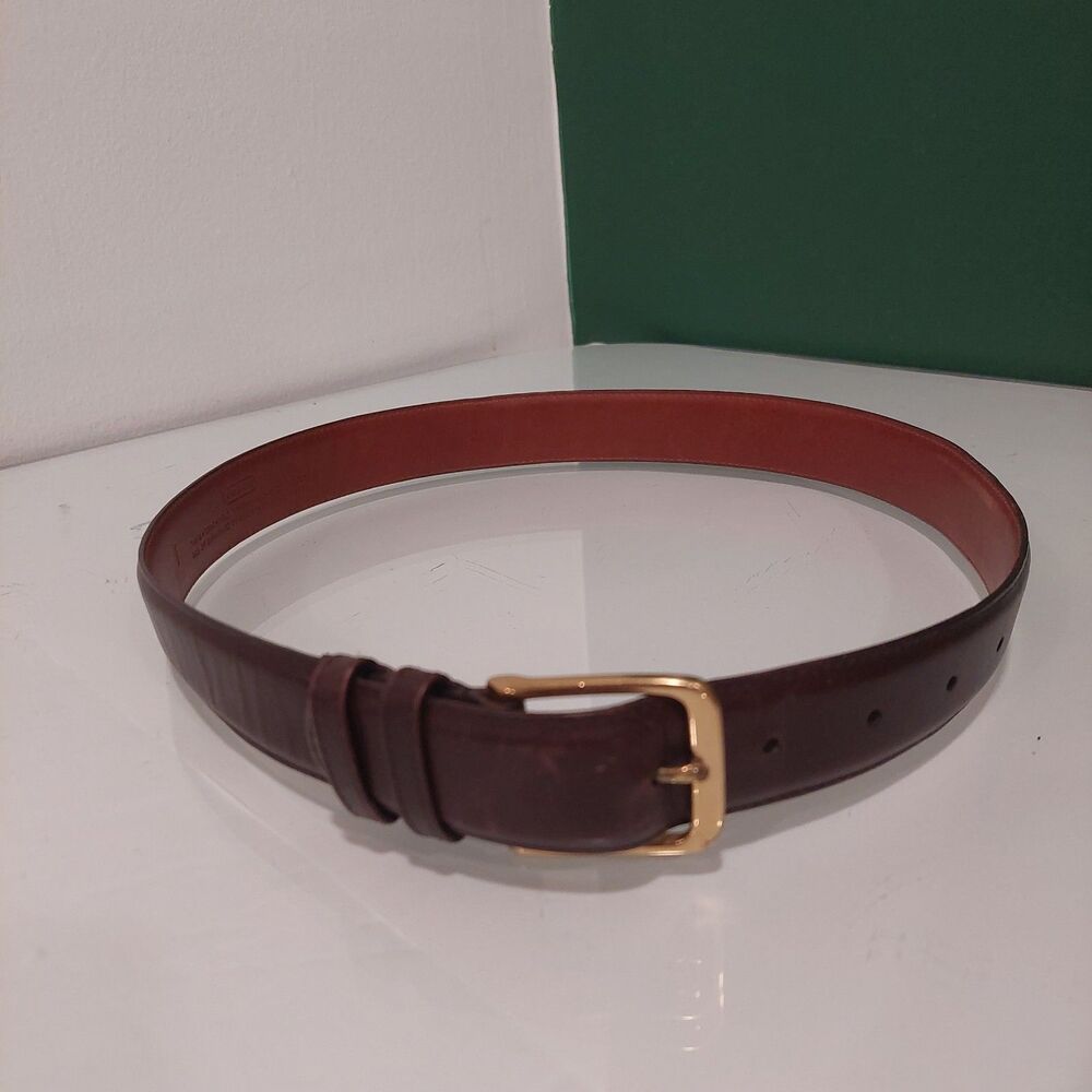 Coach Brown Leather Belt Size 30" 75cm Brass Buckle Handmade In Costa Rica #5800